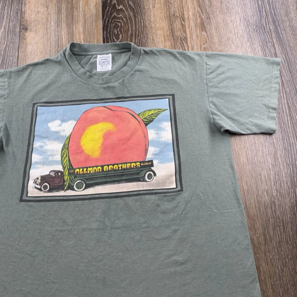 Vintage Allman Brothers Shirt Mens XL Green 1995 Eat Peach Peace Tour Concert