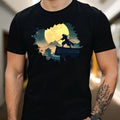 Mens Ninja Moon Motif Cotton T-Shirt Size XS to 5XL