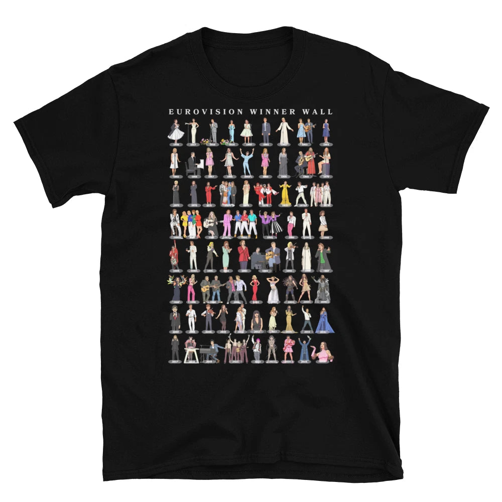 Eurovision Winner wall Unisex T-Shirt ESC Cartoon Eurovision winners 1956-2026