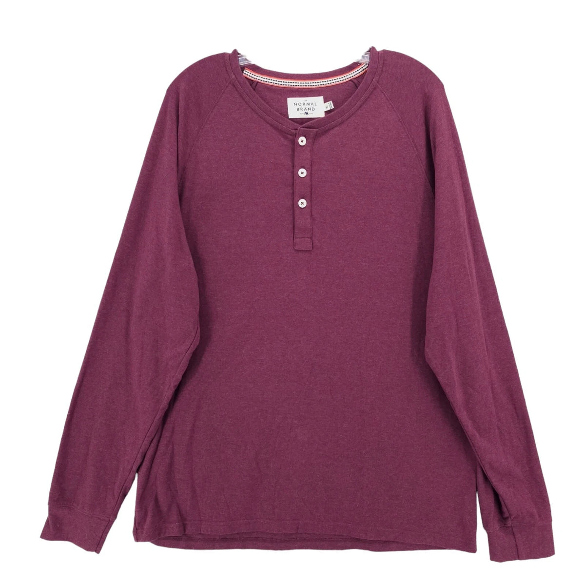 The Normal Brand Henley Long Sleeve Shirt Maroon Red Size XL