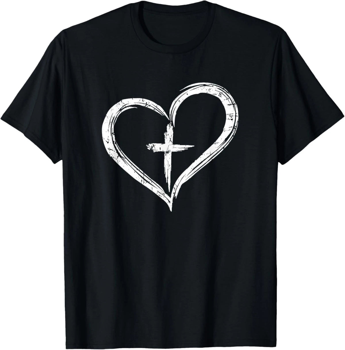 Stylish Cross in Heart Christian T-Shirt T-Shirt