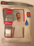 NWT Hanes 6 In Package V Neck Shirts T Tee Ultimate Men White Medium 100% Cotton