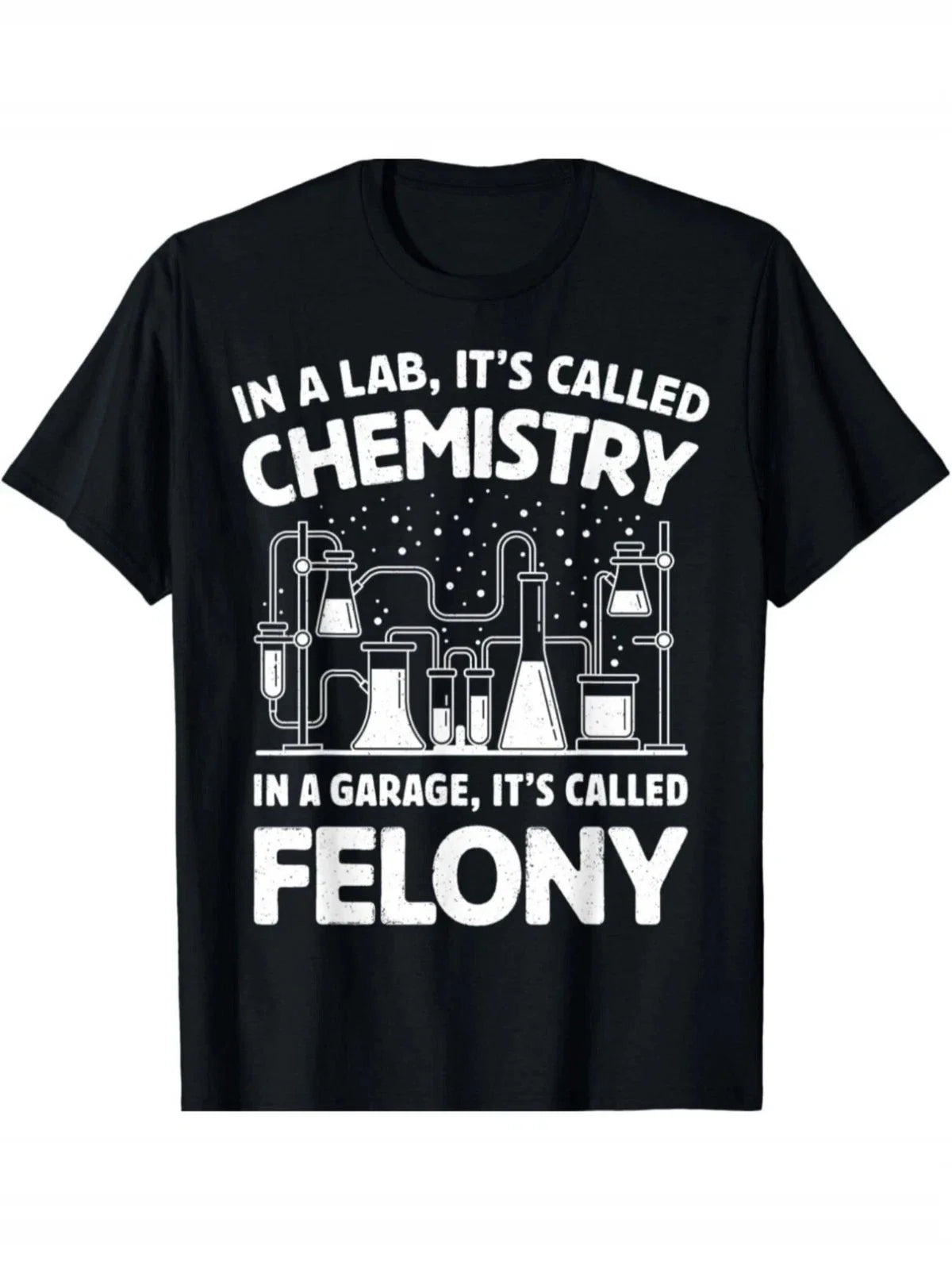 Funny Chemistry Crime Quote Graphic T-Shirt Science Lab Nerd Humor Tee