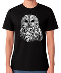 Tawny Owl Illustration Art Unisex T-Shirt Abstract Wildlife Lover Tee