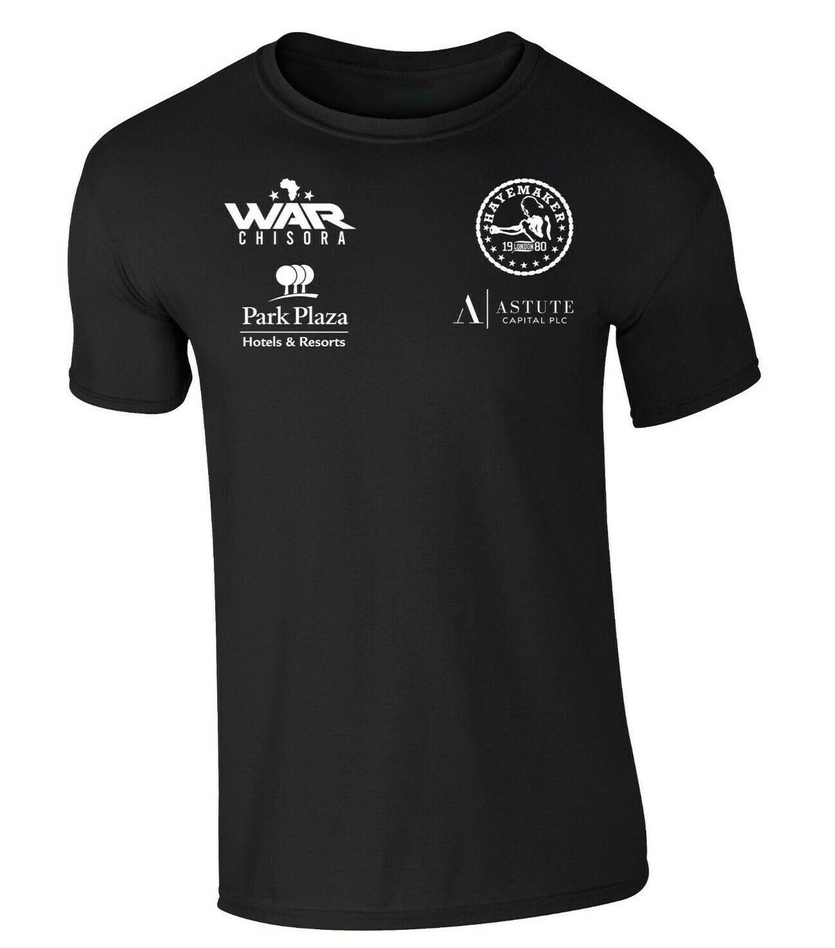 Derek Chisora  Black Boxing T-Shirt White Print