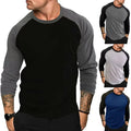 Mens Contrast Baseball Long Sleeve T Shirt Casual Top 100% POLYSTER 4 Colours UK