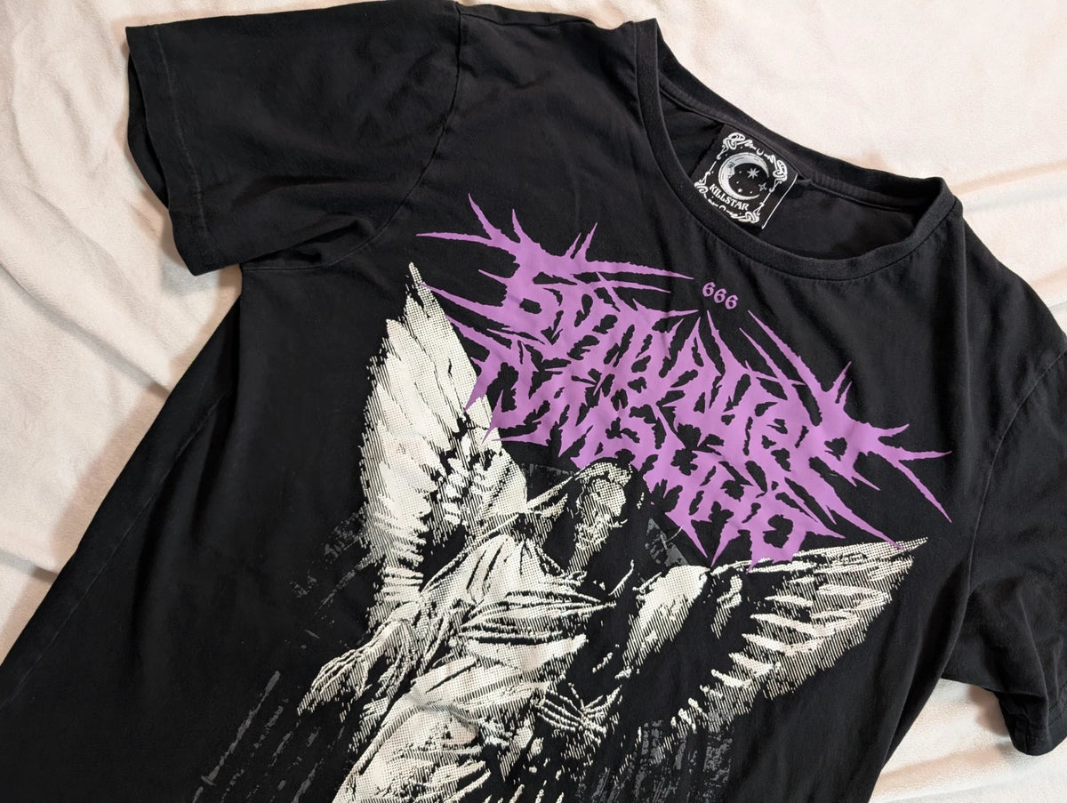 Killstar The Future is Uncertain Short Sleeve Black Graphic T-Shirt Large