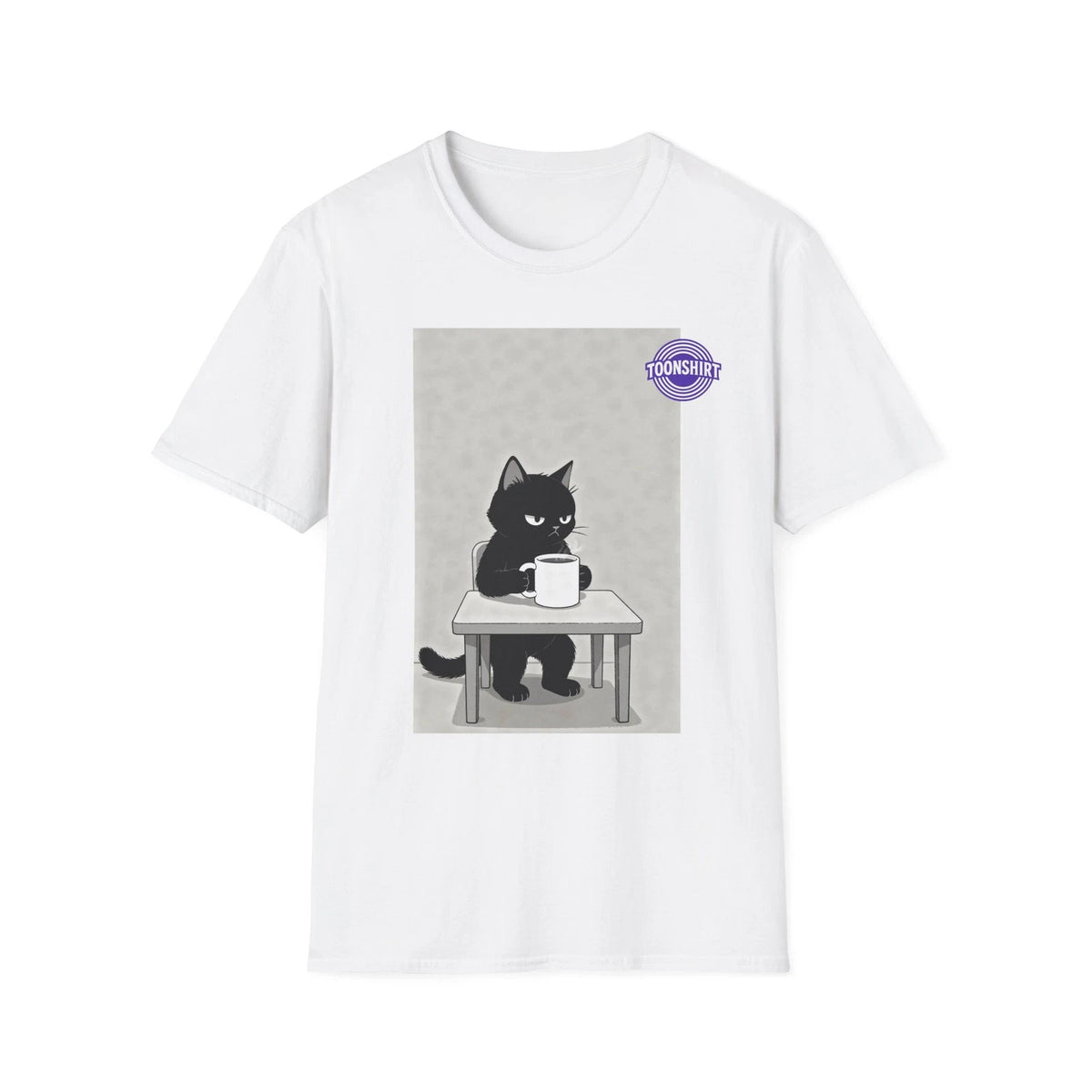 Chill Cat Coffee Cartoon Graphic T-Shirt