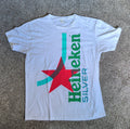 Heineken Silver White Size Large Short Sleeve Beer/Brewing Advertising Shirt