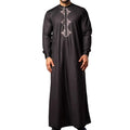 Men s Long Robe For Cultural Event Patterned Collar And Band Trim For Stylish