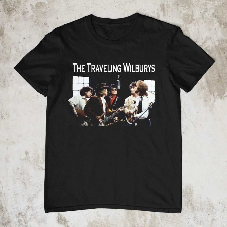 The Traveling Wilburys Band Short Sleeve Black Shirt S-5XL Q8474