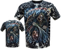 Mens Grim Reaper Skull Dragon Glow In Dark Tattoo Goth Tye Dye T-Shirt M - 2XL