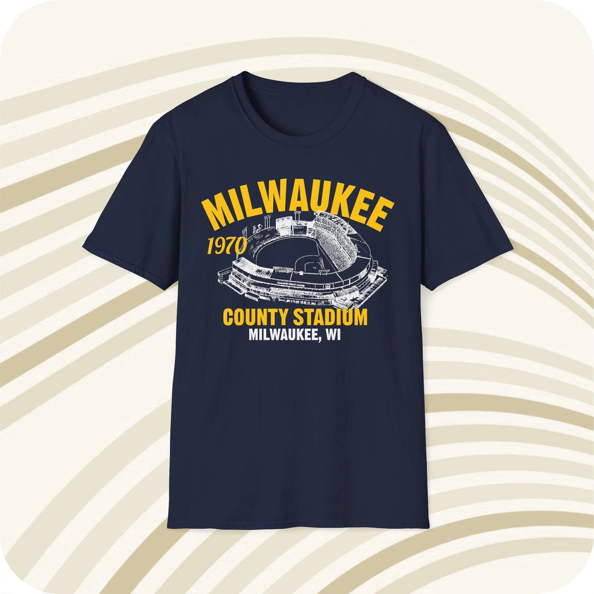 Milwaukee County Stadium 1970 Classic Cut Baseball T-Shirt - Milwaukee Brewers