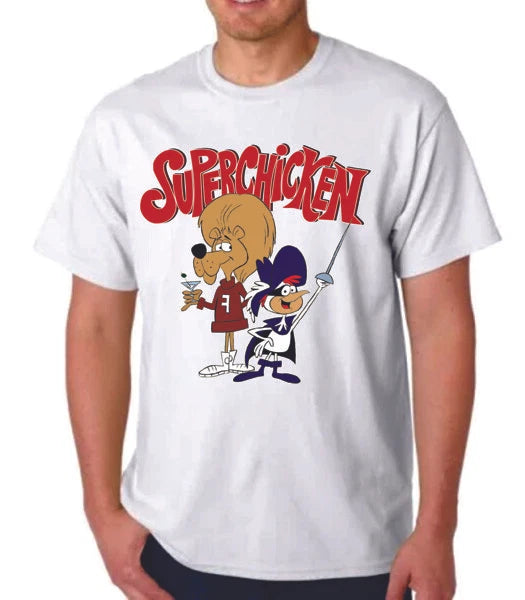 SUPER CHICKEN T-SHIRT - Cartoon JAY WARD Cereal  Quisp HANNA BARBERA RELATED