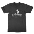 Black Cotton Mi Tink Mi Gwaan Tek Fun Meme Print Round Neck T-Shirt