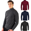 Mens Cotton Long Sleeve Jumper Soft Roll Turtle Neck Top S-3XL