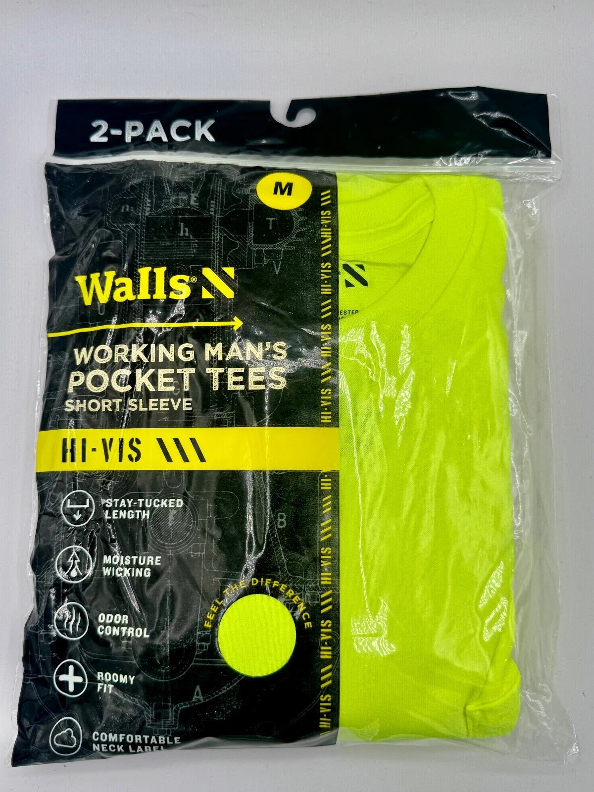 Walls Men’s Pocket T-Shirt 2 Pack Short Sleeve Moisture Wicking Tee NEW