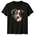 Cute Aussie Peekaboo Dog Portrait T-Shirt Pet Lover Tee