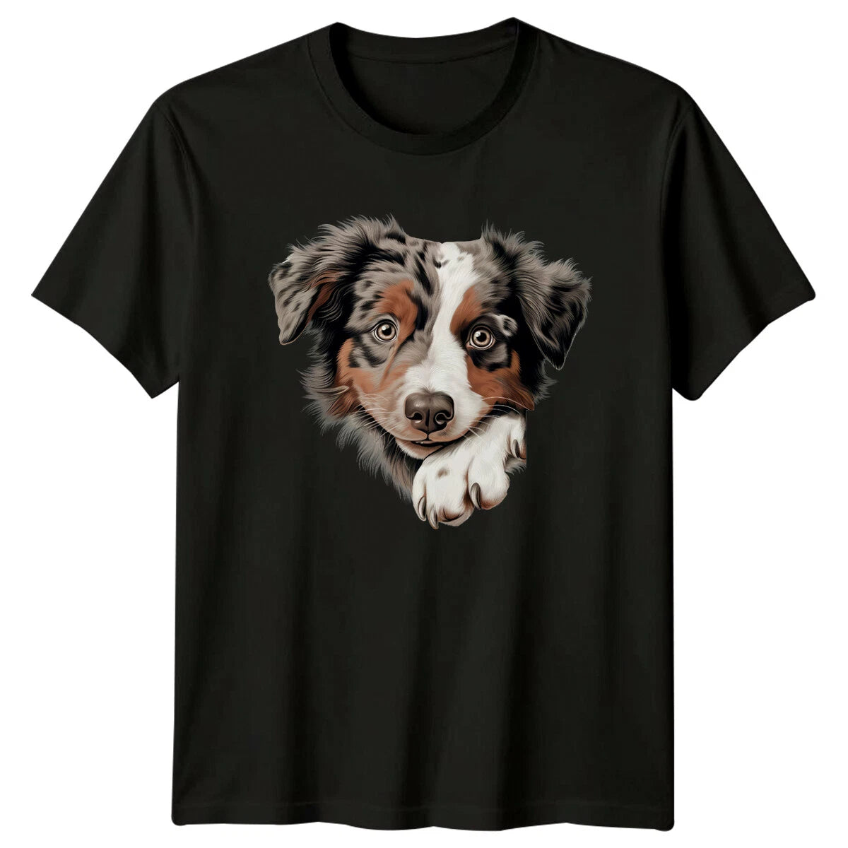 Cute Aussie Peekaboo Dog Portrait T-Shirt Pet Lover Tee