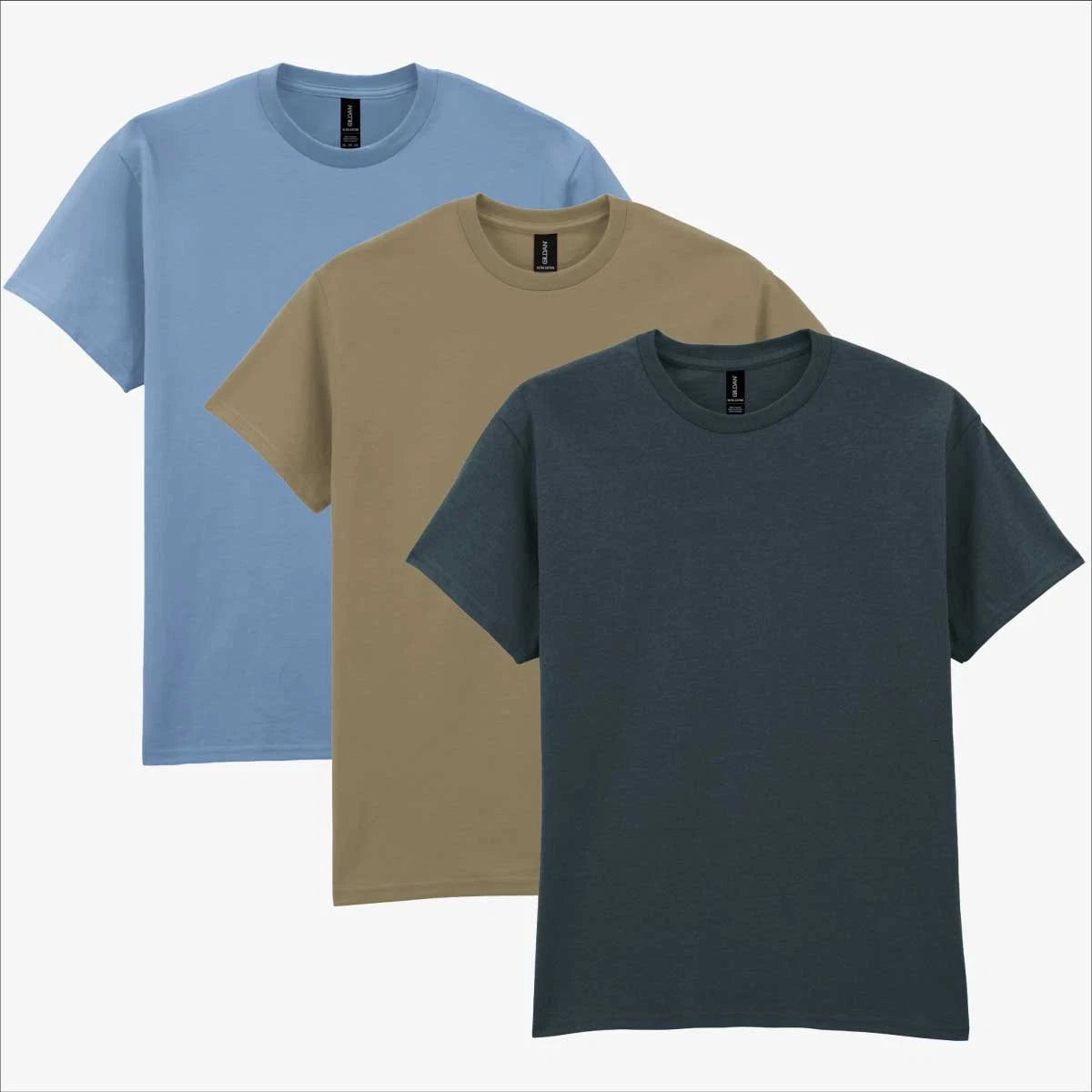 Gildan Ultra Cotton T-Shirt 3 Pack | Mens Washed Dusty Tones Plain Tee