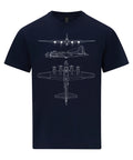 B-17 Flying Fortress T-Shirt, Technical Drawing Blueprint , Bomber Aircraft USAF