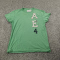 American Eagle Shirt Mens M Green Applique Logo Grunge Short Sleeve Preppy Y2K