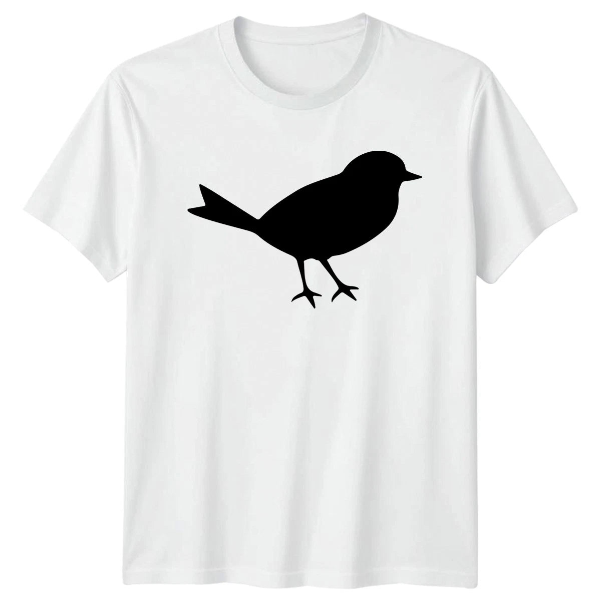 Simple Bird Silhouette Black Graphic T-Shirt Bird Watching Wildlife Nature