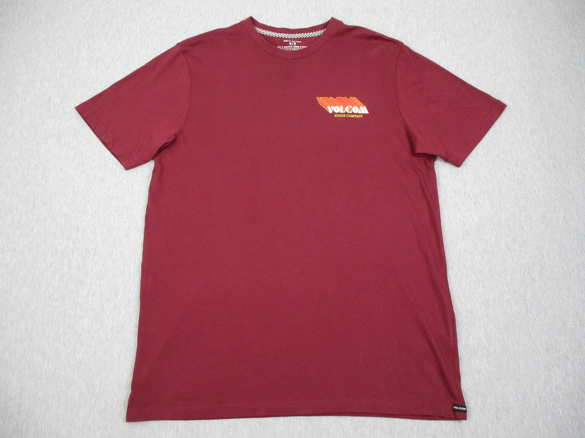 Volcom Shirt Mens Medium Red Modern Fit Organic Cotton Logo Tee Tagless Casual