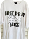 Market Studios "Just Do It Later" Graphic Tee White XXL Streetwear Parody Humor