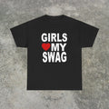 Girls Love My Swag T Shirt Funny Y2K Graphic Tee Mens Black Retro Streetwear