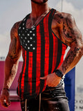 Patriotic US Flag Sleeveless Tank Breathable Lightweight Fabric Ideal Gym Gift