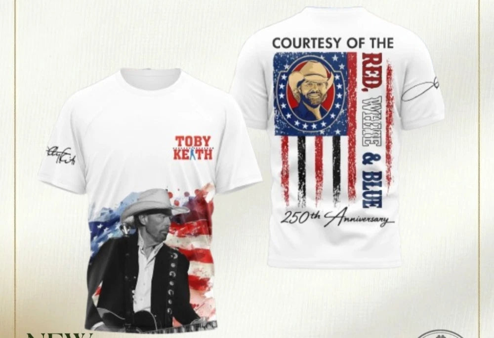 Toby Keith Courtesy Of The Red White Blue 250Th Anniversary AOP T-Shirt