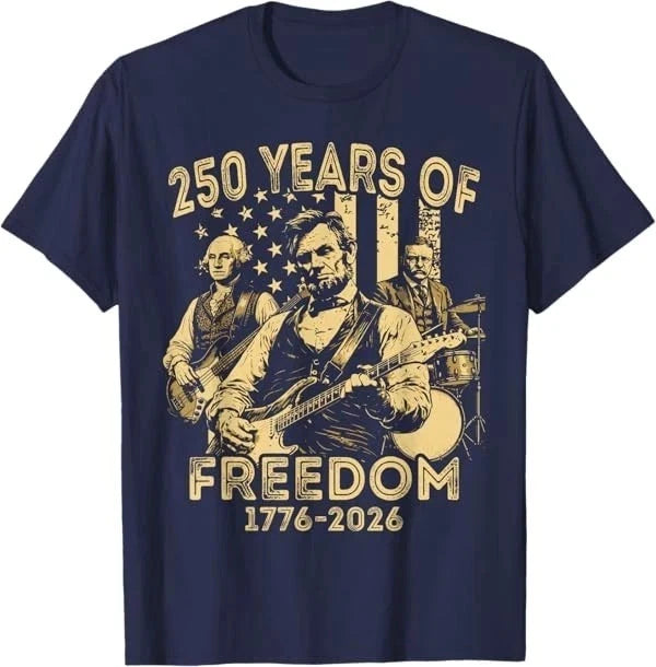 Abraham Lincoln Playing Guitar 4th July 250th Anniversary T-Shirt