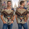 250 Years of Freedom Button Shirt, Retro America 250th Anniversary Hawaiian