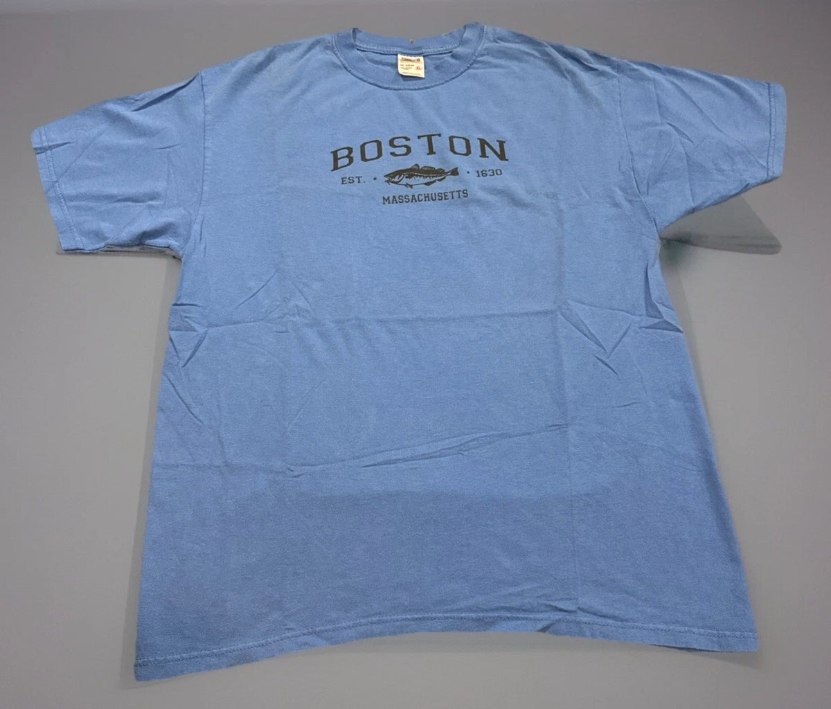 Vintage Y2K Boston Massachusetts Blue Tourist Vacation T-Shirt XL