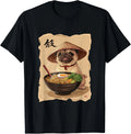 Woman Kawaii Eating Ramen Japanese Pug T-Shirt