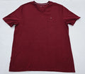 Tommy Hilfiger Men's Burgundy V-Neck T-Shirt Size L 100% Cotton Logo