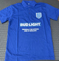 Novelty Budlight Polo Shirt Officially the Official Beer of England Blue Medium