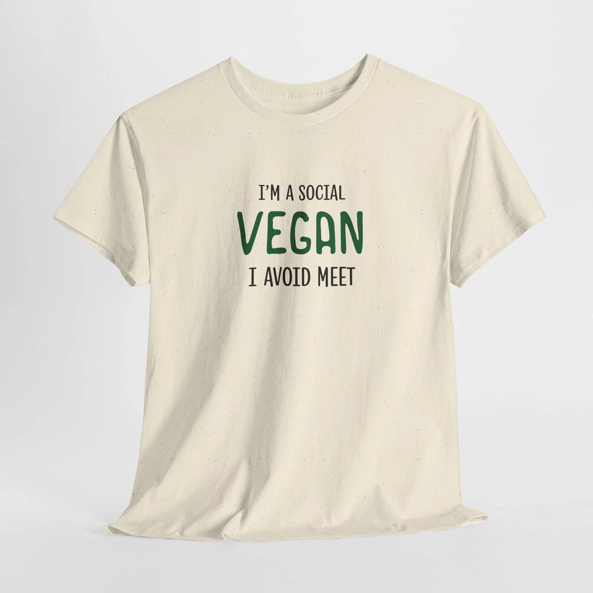 Funny Sarcastic I'm A Social Vegan, I Avoid Meet, Heavy Cotton T-Shirt, 5 Colors