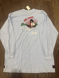 Evisu Heritage Mens 3XL Light Blue Long Sleeve Umi Yama Graphic T-Shirt Y2K