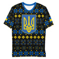 Ukraine Folk Art Pattern Men’s AOP T-Shirt, Trident & Flag Design