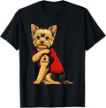 Yorkie Featuring Tattooed Yorkshire Terrier I Love Mom T-Shirt