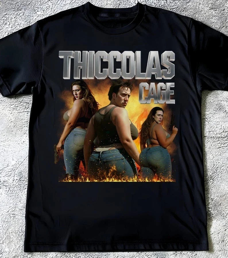 Thiccolas Cage Funny Meme Shirt, Unhinged Inappropriate Movie Lover Tshirt