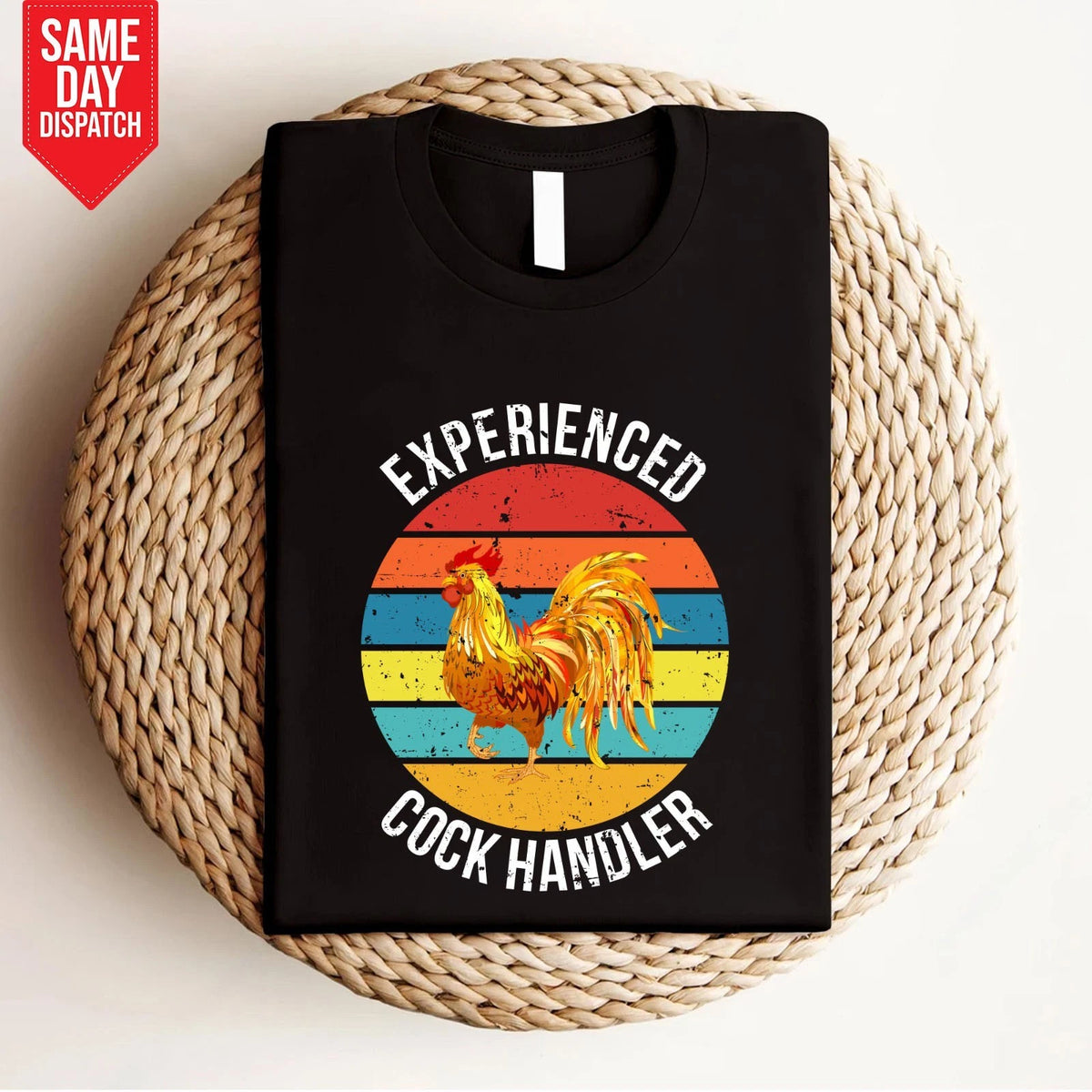 Experienced Cock Handler T Shirt Printed Pun Chicken Farm Vintage Gift Funny Top