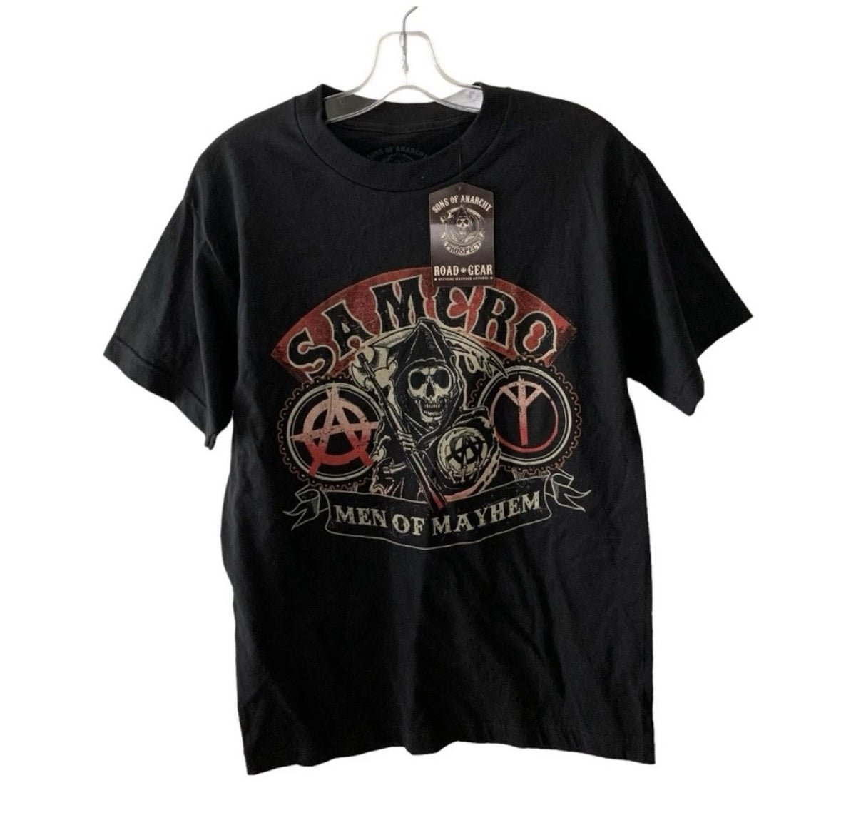 Sons of Anarchy Reaper SAMCRO T Shirt Men of Mayhem Size Large Bikercore Y2K