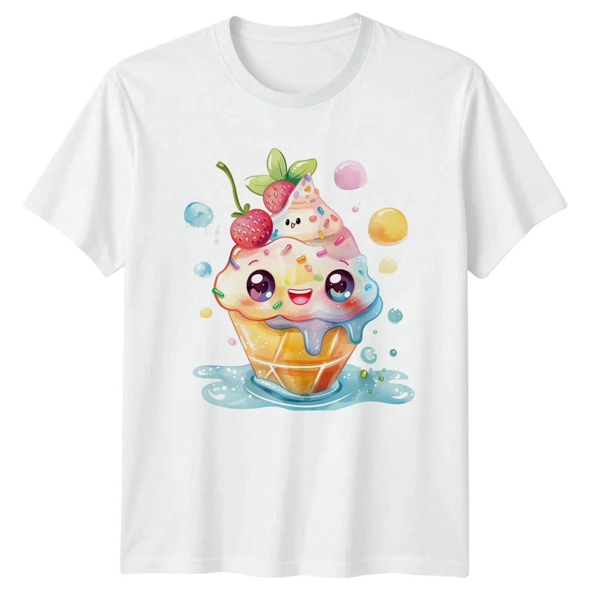 Cute Kawaii Ice Cream T-Shirt Summer Dessert Gift For Him And Her