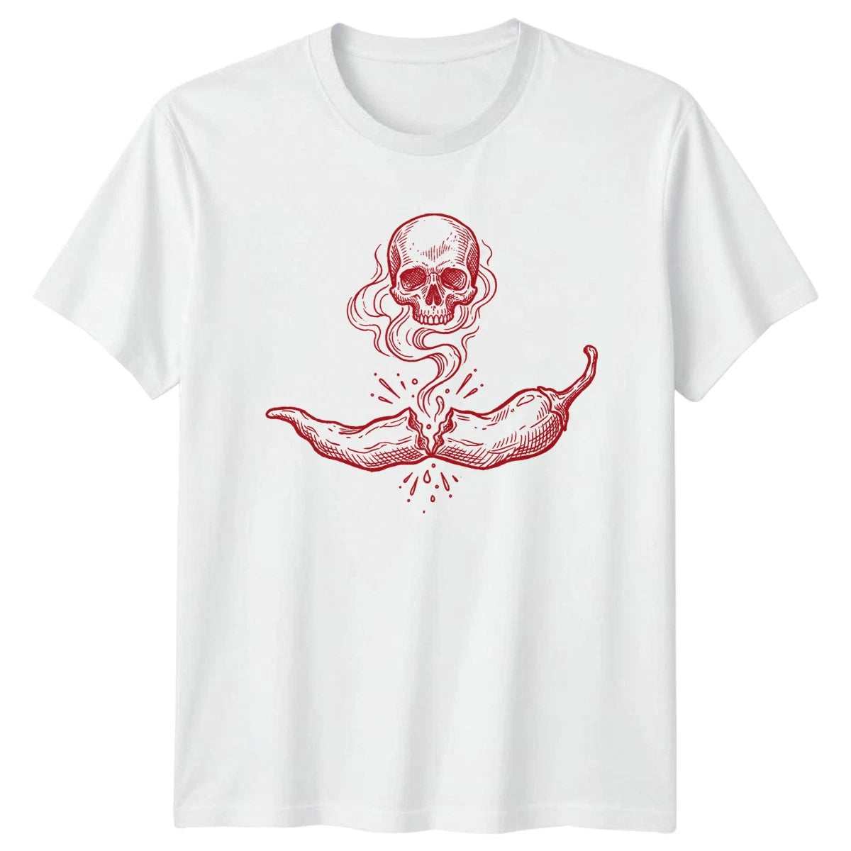 Skull Chili Pepper T-Shirt Hot Peppers Cooking Gift For Him And Her