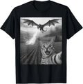 Funny Cat Selfie with Dragon Kawaii Fantasy Creature Art T-Shirt