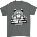 Cat I Need Coffee Right Meow Funny Mens T-Shirt 100% Cotton