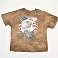 The Mountain Men's T Shirt Short Sleeve USA Flag Eagle Cotton Brown Size 2XL